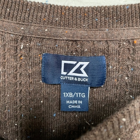 New Cutter and Buck brown cable knit sweater size 1XB - Picture 5 of 9